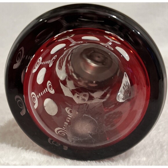 Egermann Bohemian Ruby Cut Glass Stein Pewter Lid Beer Tankard Deer Stag Czech - Picture 8 of 13